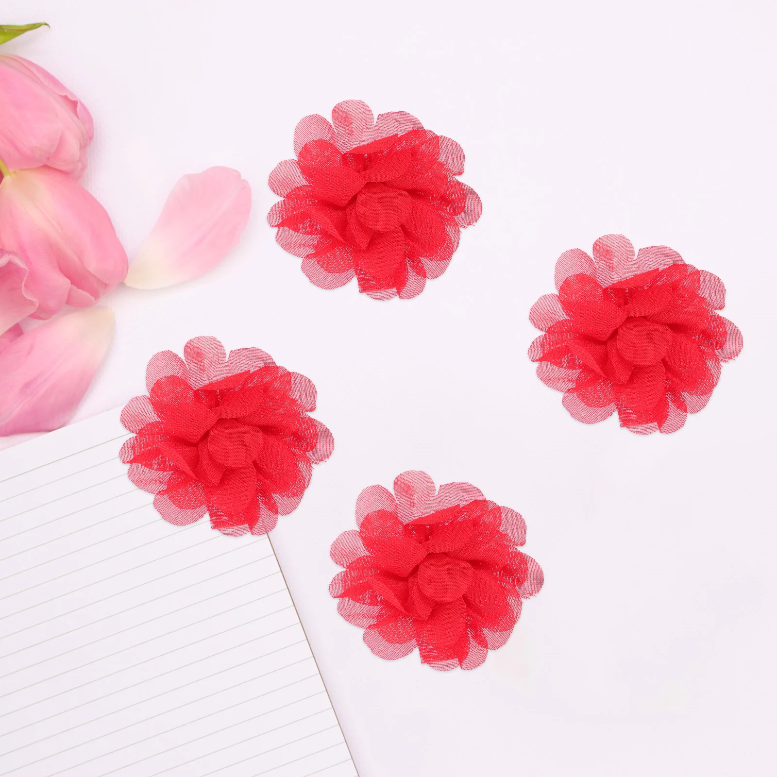 

10pcs Flower Heads For Crafts Lifelike Chiffon Mesh Artificial Decorative Prop Diy Wedding Party Decoration Craft Making