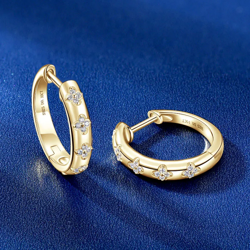 2026 Ehhai Voll 1mm VVS1 D-Farbe Rundschliff Moissanit Creolen für Damen S925 Sterling Silber Edelschmuck Geschenke Ohrringe – Detail 8