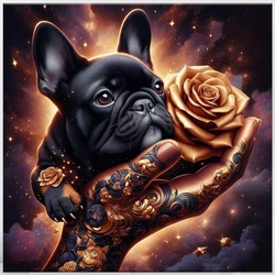 Diamond Painting New 2024 The French Bulldog On The Palm 5D DIY Full Diamond Mosaic Art Tattoo Dog Embroidery Flower Home Decor