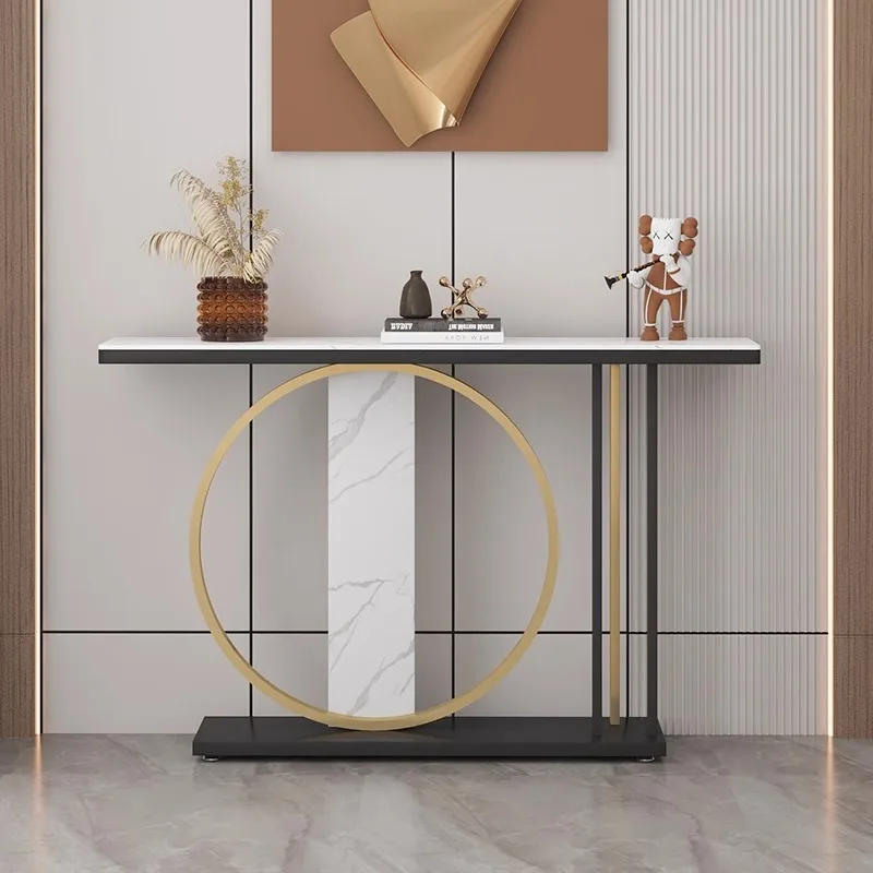 Luxury Italian Modern Design Ultra-Thin Narrow Console Table with Metal Base for Entry & Home Corridor Space Saving
