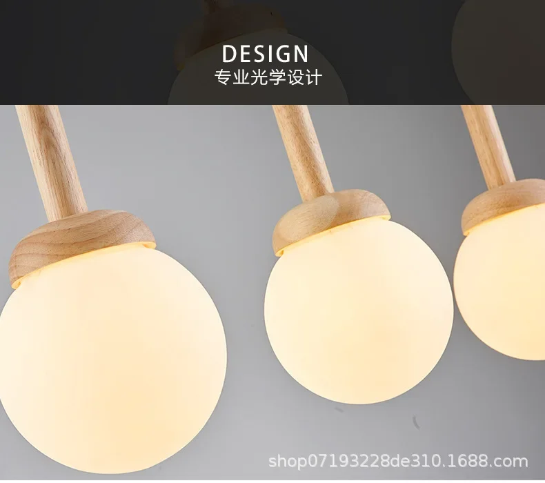Nordic pendant lamp wood atmospheric Chinese three head dining room dining room modern simple bar personalized creative kitchen image 6