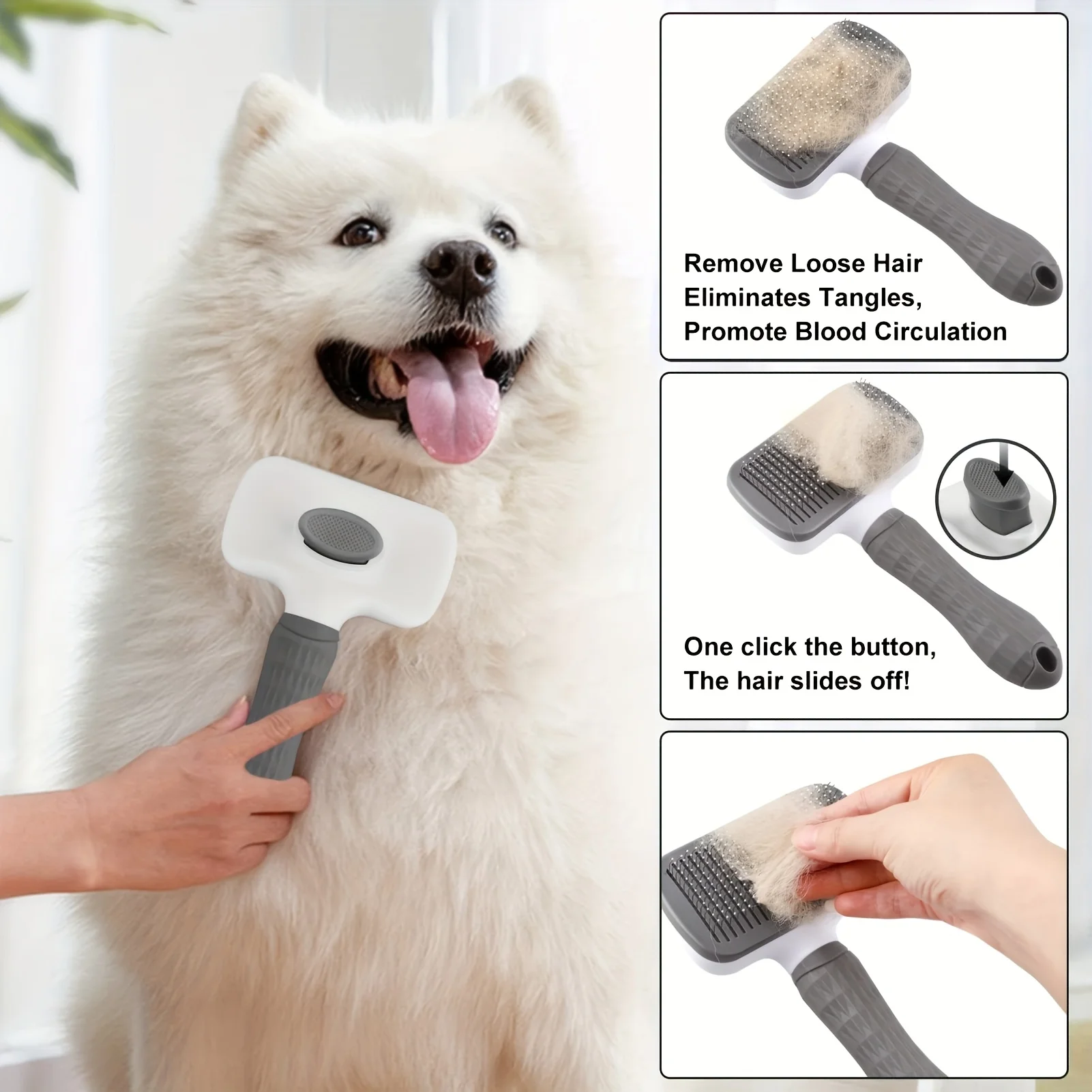 1pc Easy-Clean Pet Comb, Suitable for Dogs and Cats - Gentle Deshedding Massage Comb with One-Click Deshedding Function