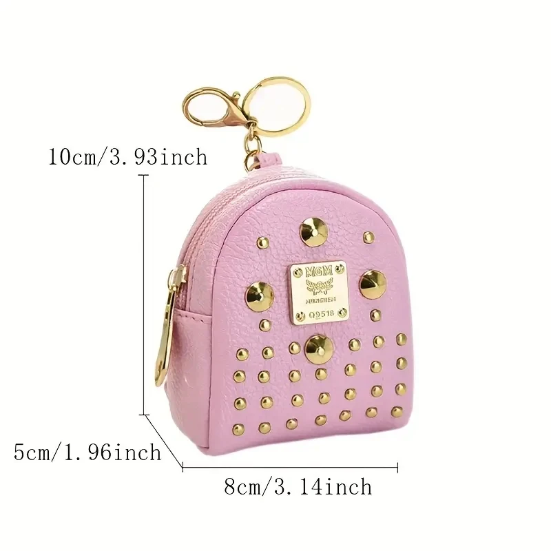 Women\'s Stylish Mini Coin Purse, Rivets Decor Storage Bag, Portable Clutch Bag