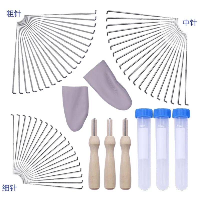 Needle Felting Kit With Wood Handle Needle Felting Tool 3 Sizes 68Pcs Felting Needles Finger Protector For DIY Sewing