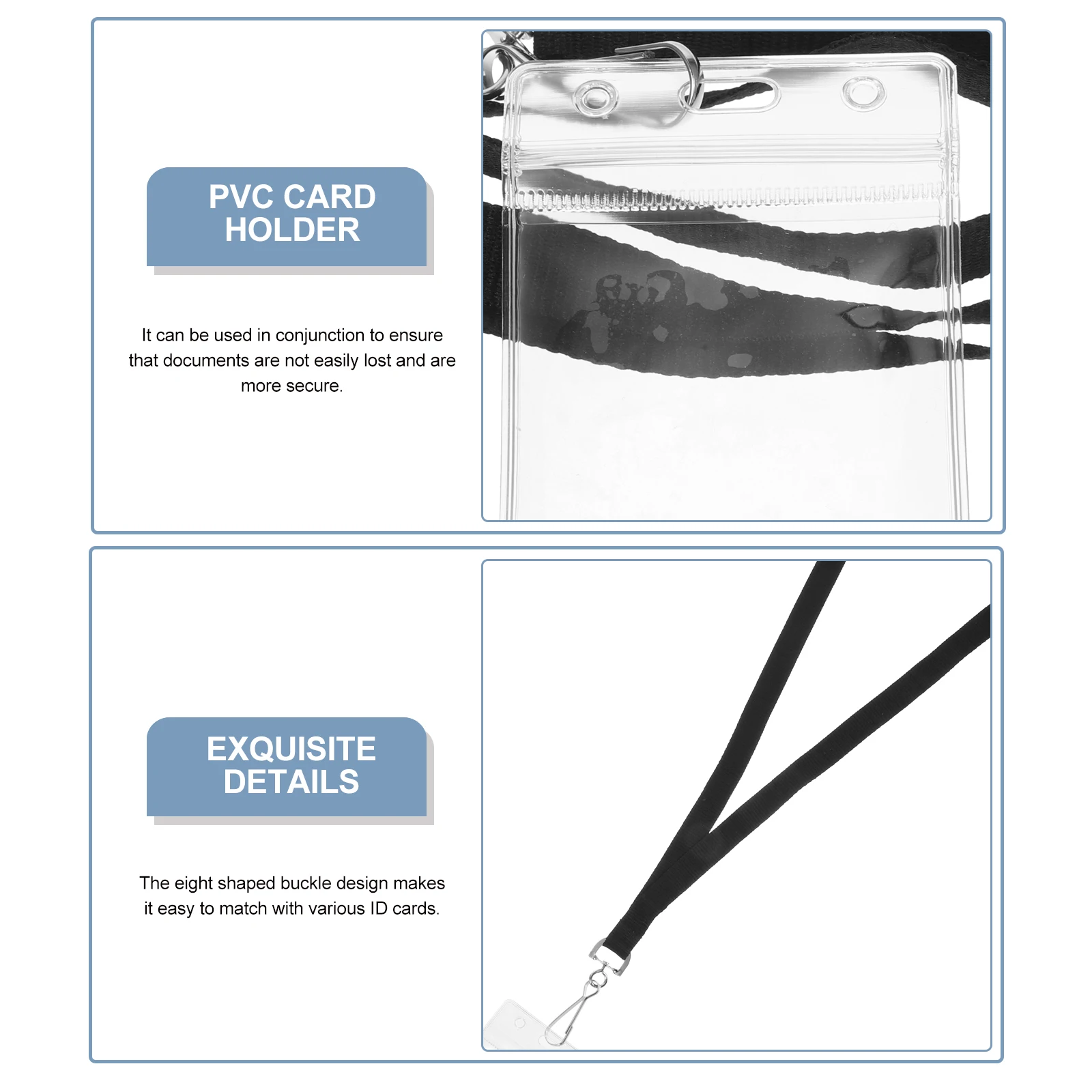 

5 Sets Clear Id Badge Holder With Lanyard For Credit Cards College Id Cards Pvc Vertical Card Sleeve Photo Postcard
