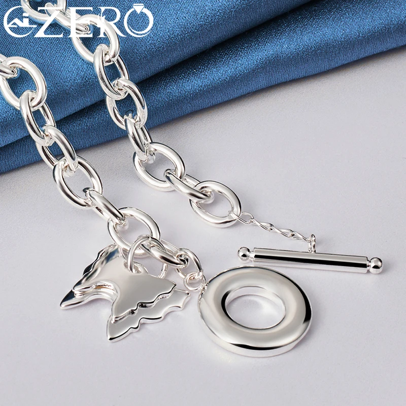 18 Inch Chain OT Buckle Double Butterfly Pendant Necklace For Women 925 Sterling Silver Charm Jewelry Wedding Party Accessories