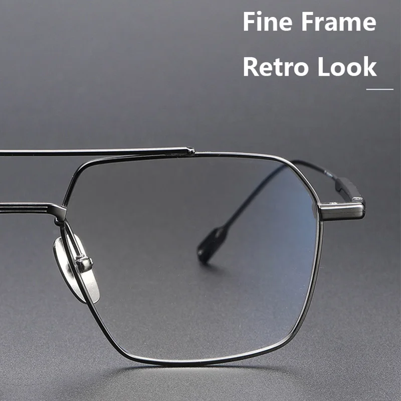 Wind Red Pure Titanium Glasses Frame Men 2024 New Retro Vintage Prescription Double Beams Eyeglasses Myopia Optical Eyewear Z413