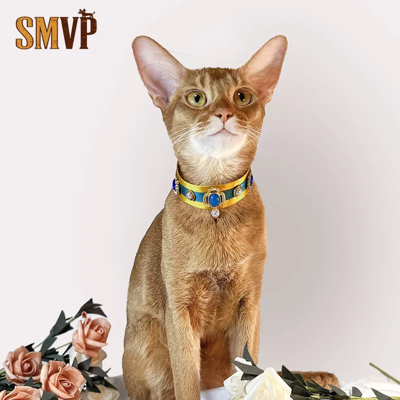 

Original Design Court Style Gemstone Pearl Decoration Vintage Ancient Egyptian King Pet Kitten Puppy Collar Necklace