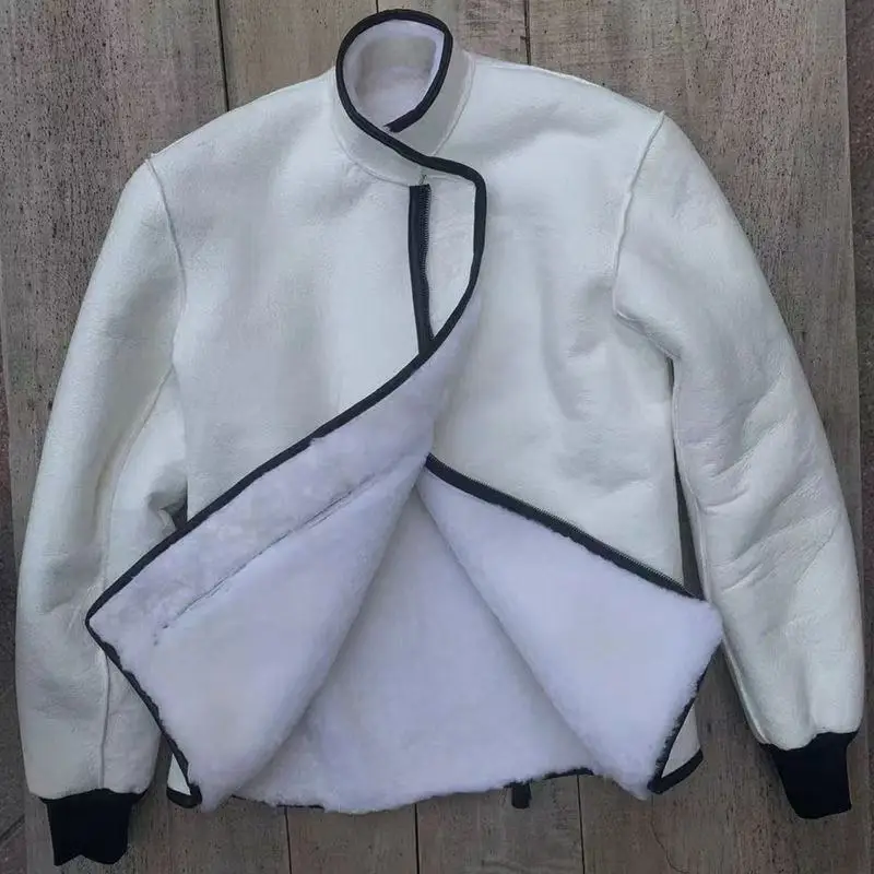 Winter Pure Wool Overcoat Men Women Thicken Cashmere Jacket Winter Genuine Sheepskin Coat Anti-cold Casual Base Wool Tops Male