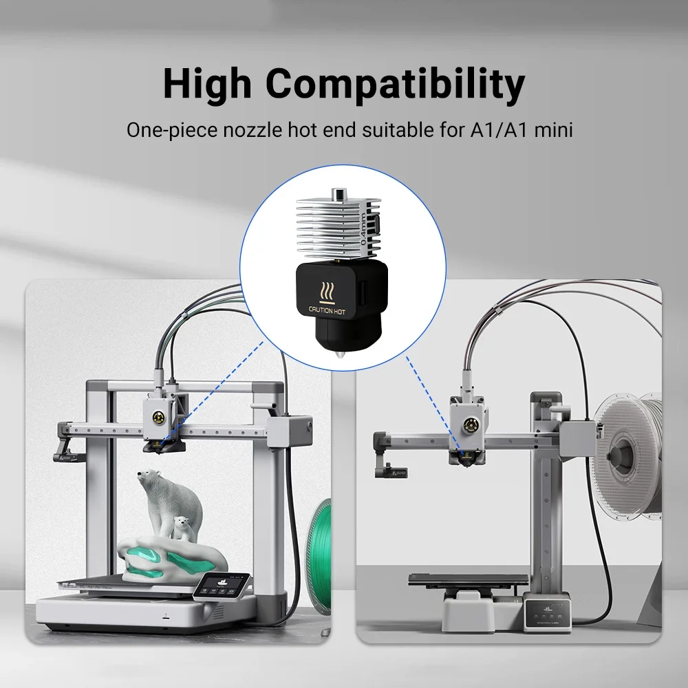 Upgraded Hotend Kit For Bambu Lab A1/A1 Mini Fast Speed Hot End Assembly 0.2/0.4/0.6/0.8mm Hardened Steel Nozzle 3D Printer Part