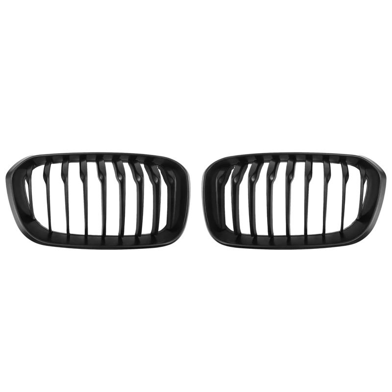 Front Hood Grille Single Slat Kidney Grill Frame Matte Black Fence Grille For-BMW F20 F21 LCI 1-Series 120I 2015-2018