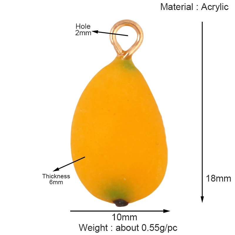 Arylic 3D Obst Erdbeere Traube Mango Durian Wassermelone Kirsche Granatapfel Charm Anhänger, Schmuck Halskette Armband Versorgung S18 – Detail 22