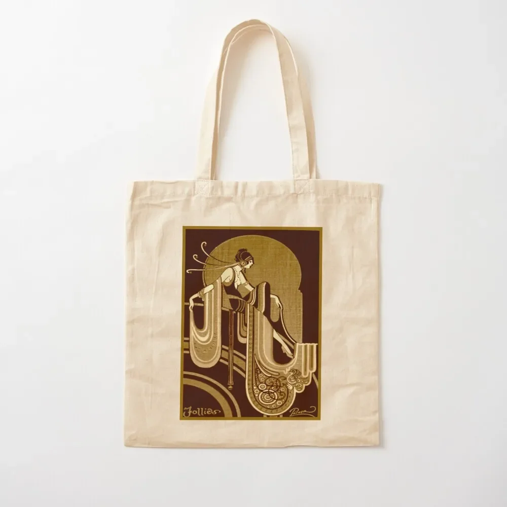 

FLAPPER : Vintage 1920 Pinup Brown tone Beauty Print Tote Bag foldable reusable bag shopper bag women canvas tote women