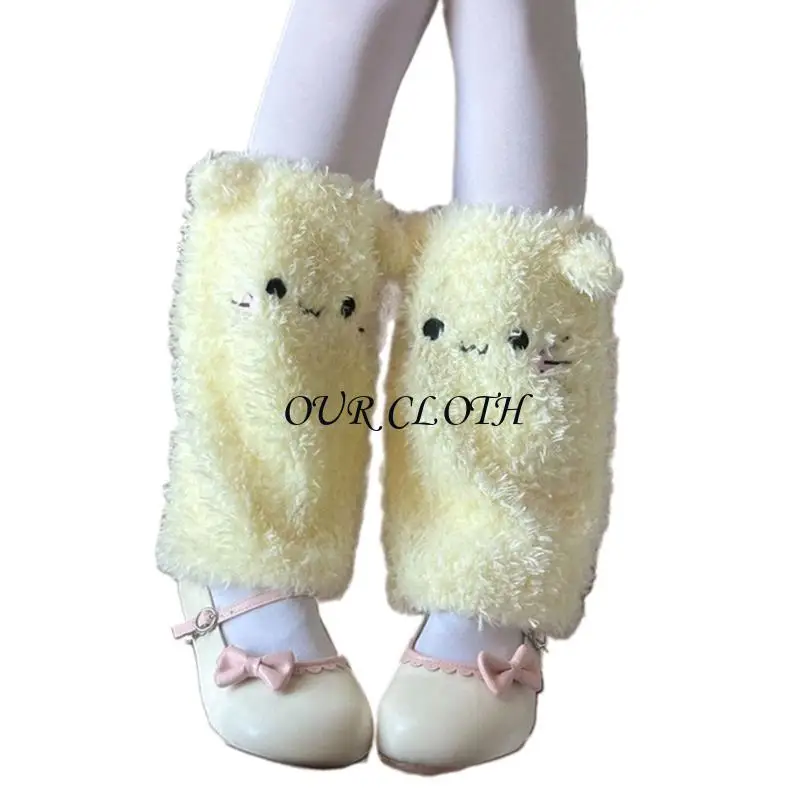 

Fashionable Cats Ears Plush Leg Warmers for Women Teen Girls Fuzzy Leg Covers Y1AC