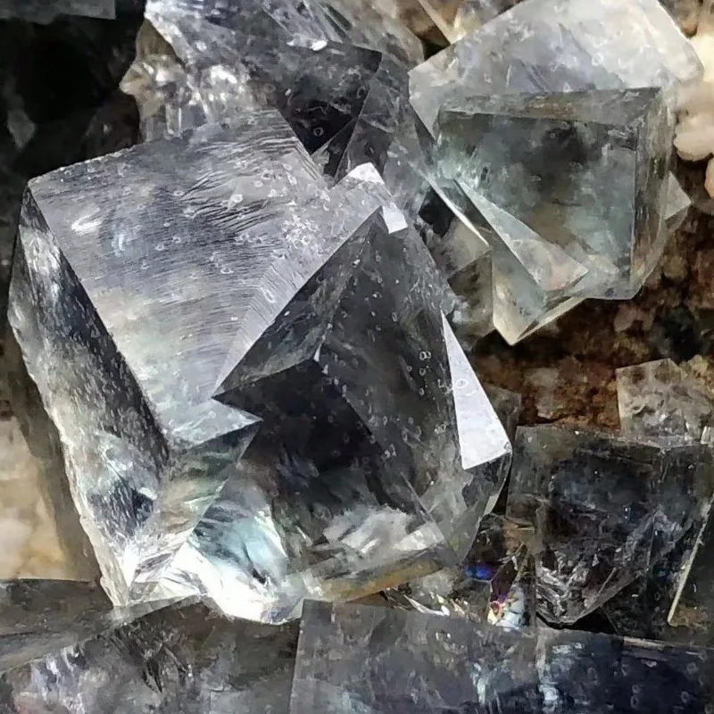 Namibia Sunlight Fluorite Blue Green Fluorite Ore Mark Raw Stone Ore Mark Decoration Specimen Fluorescence Effect Is Very Strong