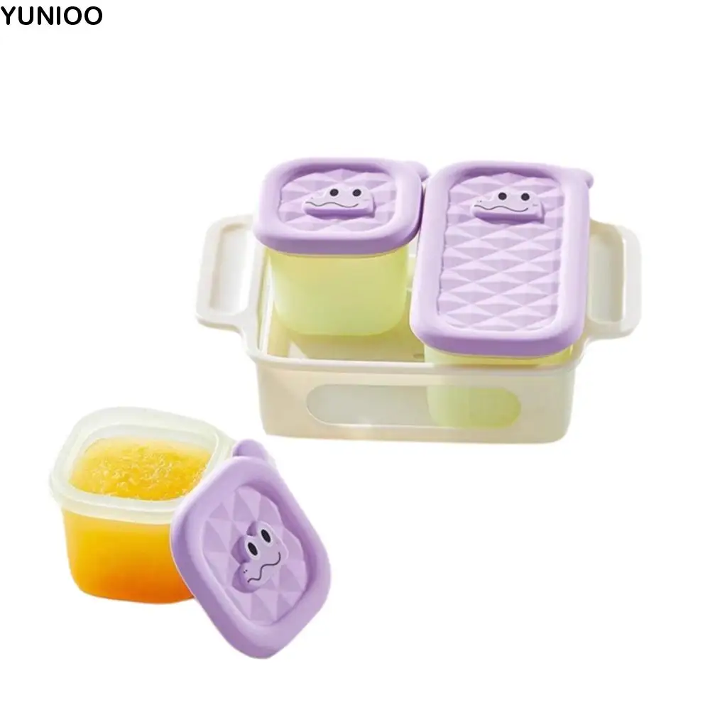 

3/4/6 Grid Design Baby Food Freezer Tray Heat Resistance Food Grade Silicone Ice Cube Mold Square Shape with Lid