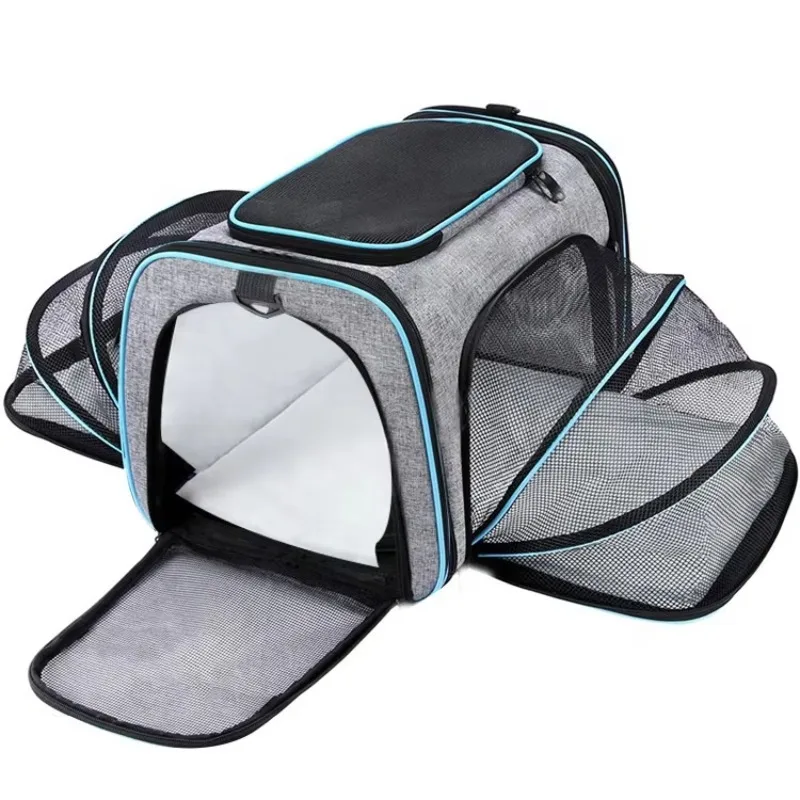 Airline Approved Travel Tote Luggage Soft Sided Pink Cat Dog Pet Carrier With Detachable Wheels for Small and Medium Dogs Cats