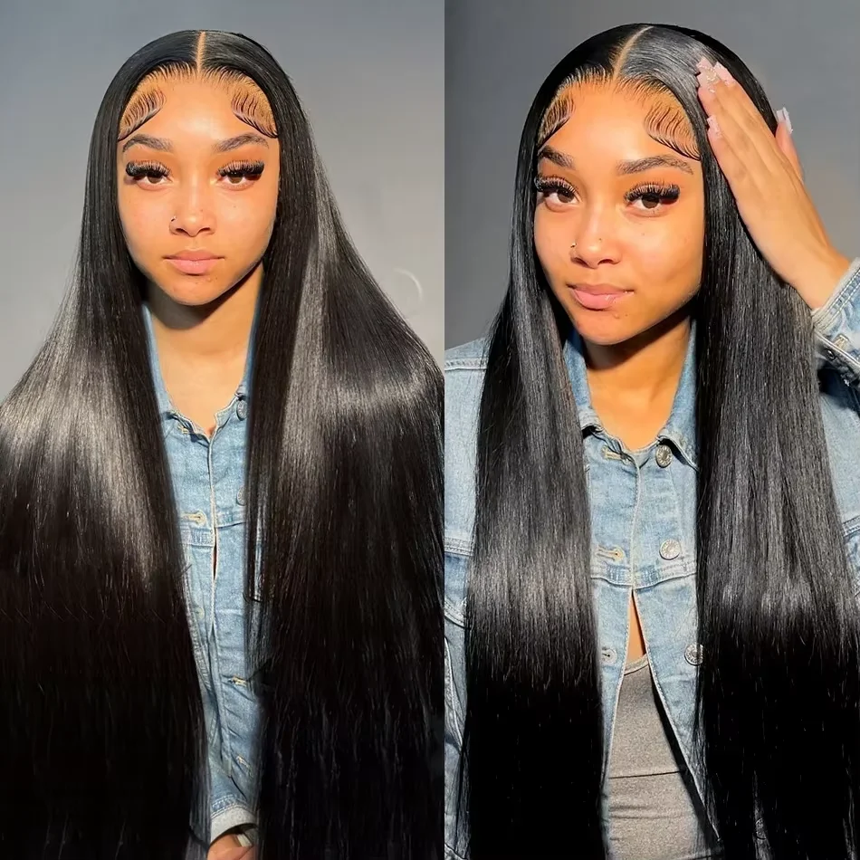 

200Densit 13x6 Bone Straight HD Transparent Lace Human Hair Wigs Brazilian 13x4 360 Full Lace Front Wig Human Hair Wig For Women