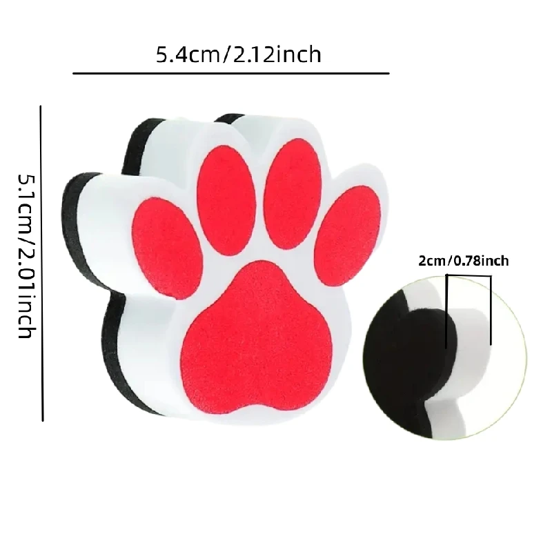 6 pcs Small Whiteboard Wipes, Bear Paw Shape, Magnetic Dry Wipes, Suitable for Classrooms, Children's Household Products