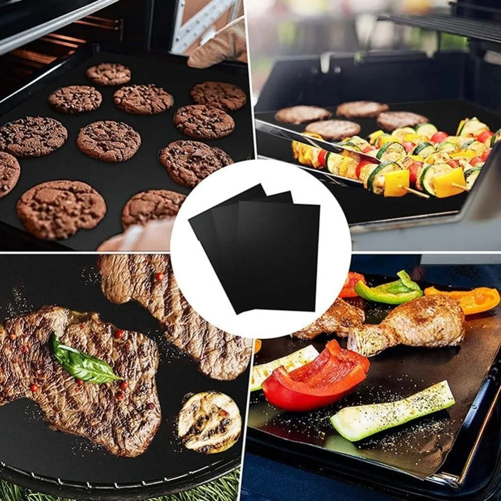 Heat Resistant BBQ Grill Mat Non Stick Heat Resistance Non Stick Baking Mat Easy Clean Easily Cleaned Grilling Sheet BBQ Tools
