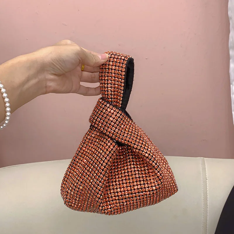 

Niche design diamond-encrusted vest portable shoulder bag diamond bag women's shiny full diamond armpit bag