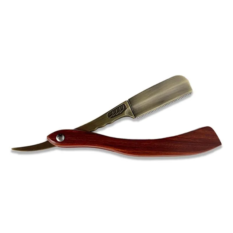 Barbeador de segurança anti-risco com cabo de sândalo vermelho, cabeça de óleo masculina estilo antigo, porta-lâmina de cobre, barbeador específico para barbearia