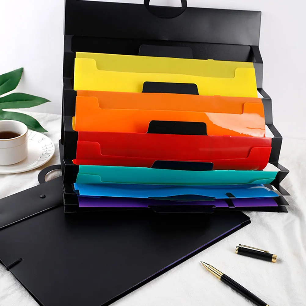 

Multi layer File Bag Document Holder Portable Accordion Folder Plastic Wall Mount Paper ganizer Storage Container