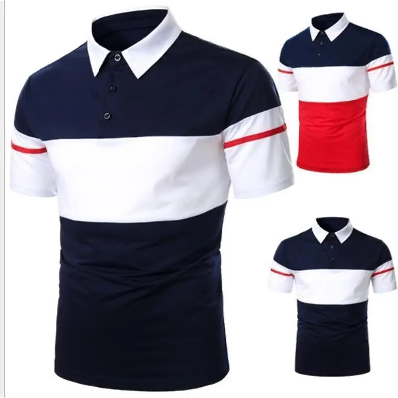 قمصان بولو رجالية قطنية بأكمام قصيرة وياقة مستديرة، تي شيرت شبابي عصري بقصة قياسية مع تطريز، لا يحتاج لكي، مناسب للارتداء اليومي #5