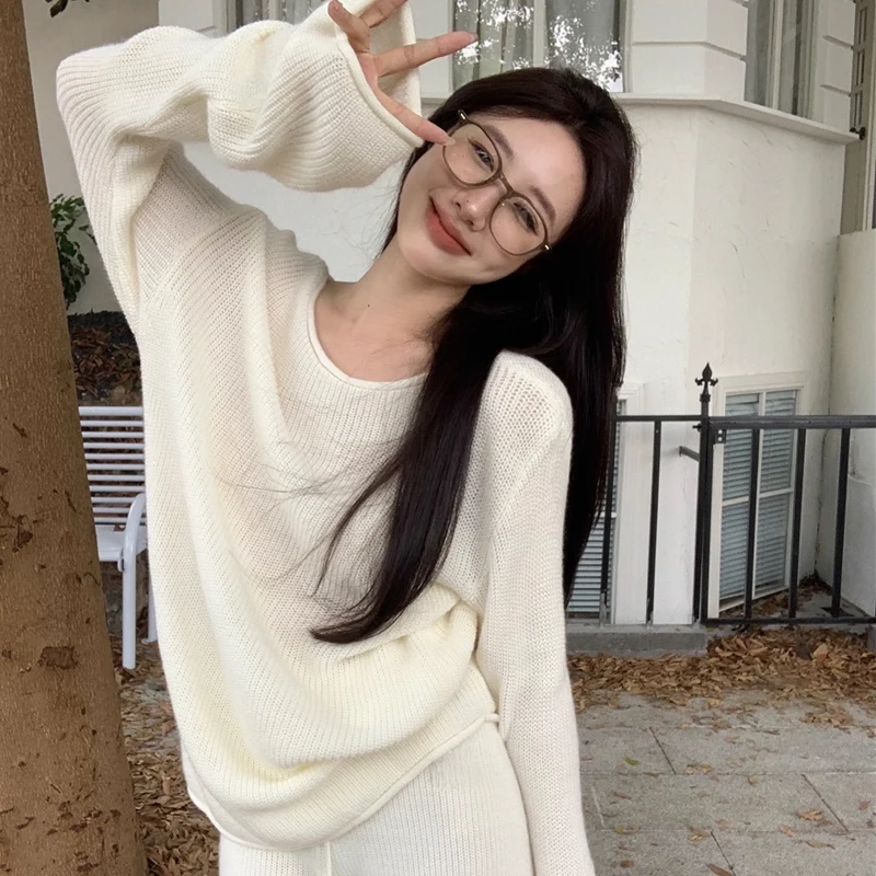 

Fashion Off-shoulder Long Sleeve Loose Casual Versatile Knitted Sweater For Women