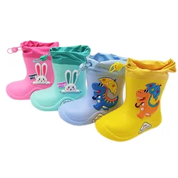 Kid Rain Boots EVA Removable Plush Boys Girls Toddler Waterproof Children Shoes Lightweight Warm Water Shoes for Four Seasons