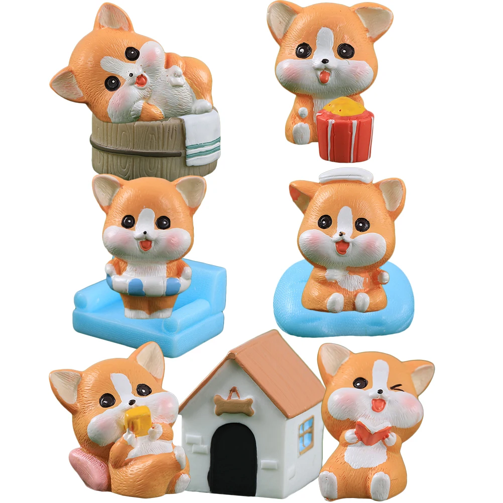 

1 s Corgi Dog Figurines Dog Mini Resin Animals Figurine Resin Dogs Decor Desktop nament Kids Toy Smooth Surface