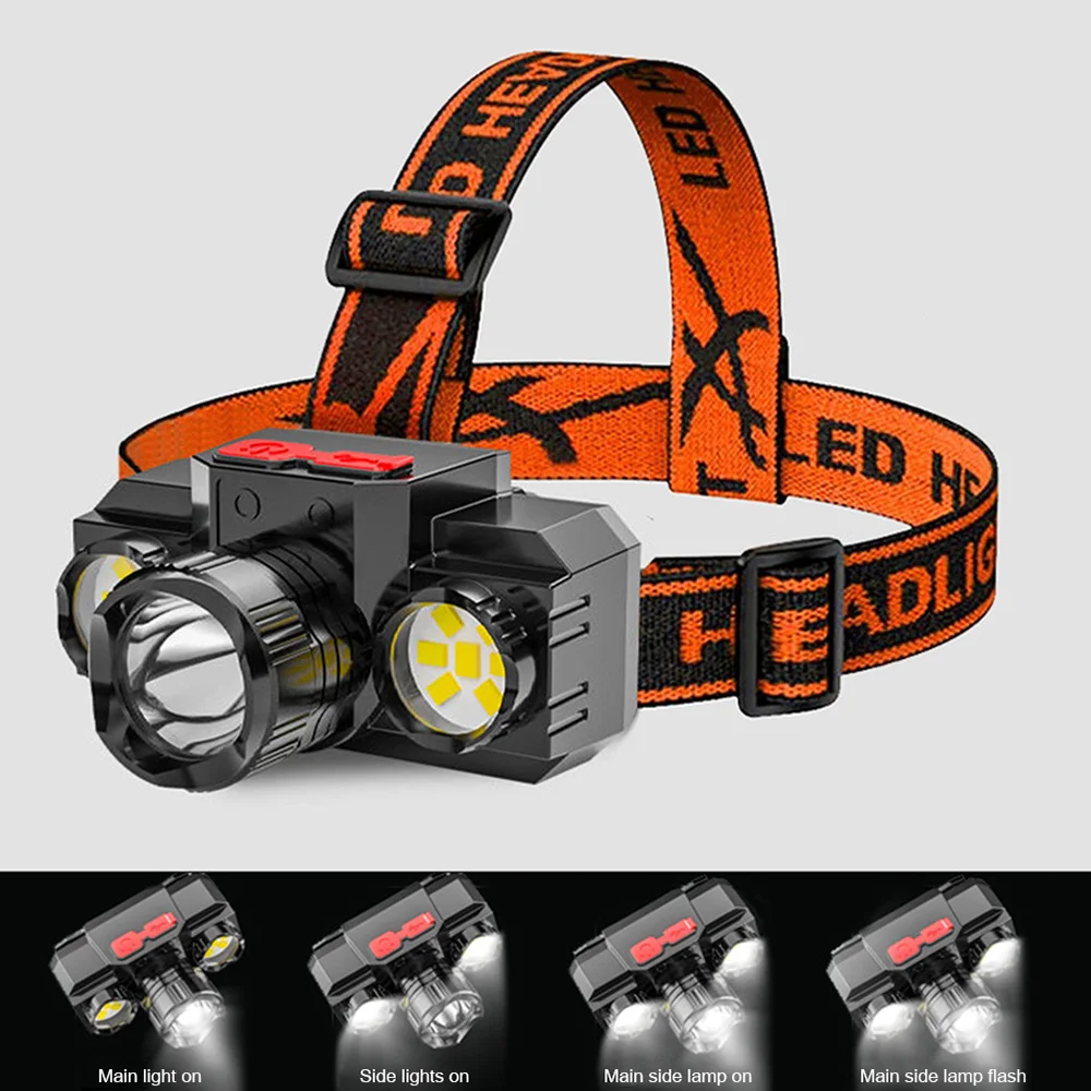 Strong Power LED Headlamp Outdoor Work Light Rechargeable Headlight Flashlight Waterproof Fishing Camping Lamp Emergency Lamp