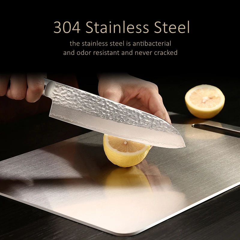 LFGB Certificated 304 Stainless Steel Cutting Board 300mm x 418mm x 1.5mm Anti-bacterial No Ordor Non-slip Chopping Block