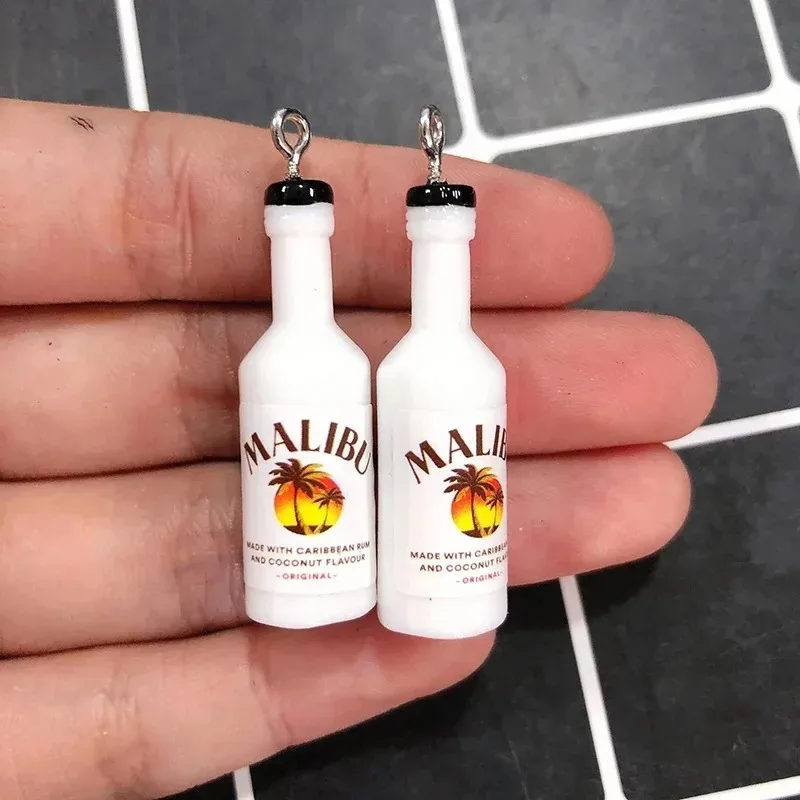 10pcs/pack Simulation Coconut Wine Bottle Resin Pendants Tiny Beverage Charms For DIY Handmade Earrings Keychain Jewelry