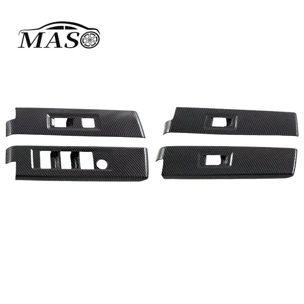 

4 шт. для Toyota Tundra 2022 2023, кнопка подъема окна, крышка переключателя, накладка, панель подлокотника двери, рамка, автозапчасти, углеродное волокно