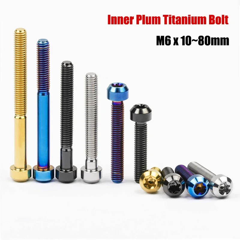 Ti Titanium Bolts M6 x 10 15 20 25 30 35 40 45 50 60 65 70 80mm Torx Inner Plum Blossom Screw Motorcycle Modification Screw