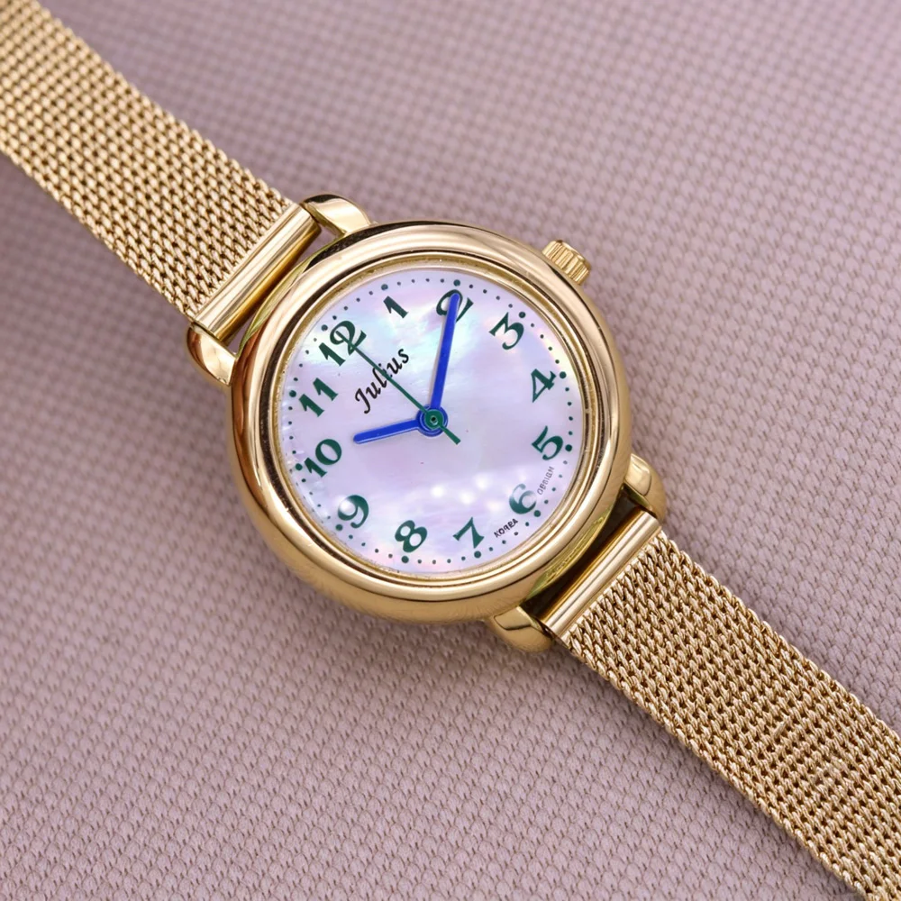 Mother-of-pearl Julius Lady Women's Watch Japan Quartz Elegant Fashion Hours Bracelet Leather Girl's Gift Box