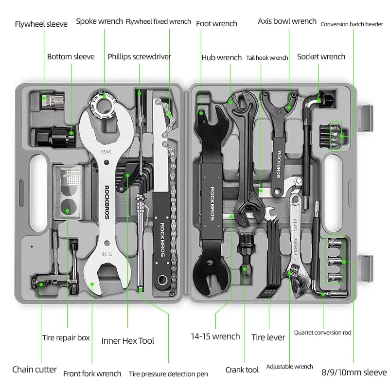 ROCKBROS Bicycle Tool Sets Box Cycling Tools Professional Bike Multifunction Bicycle Repair Tool Key Set Cycling Tools