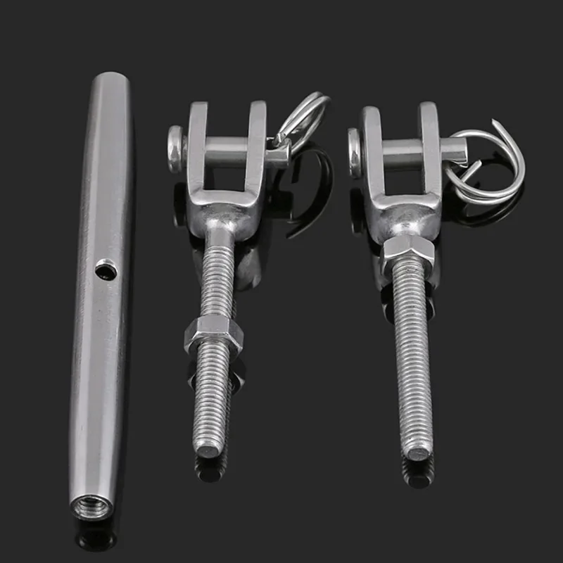 1Pcs Wire Rope Tension Device M4 M5 M6 M8 M10 M12 M14 304 Stainless Steel Adjust Chain Rigging Hooks & Eye Turnbuckle