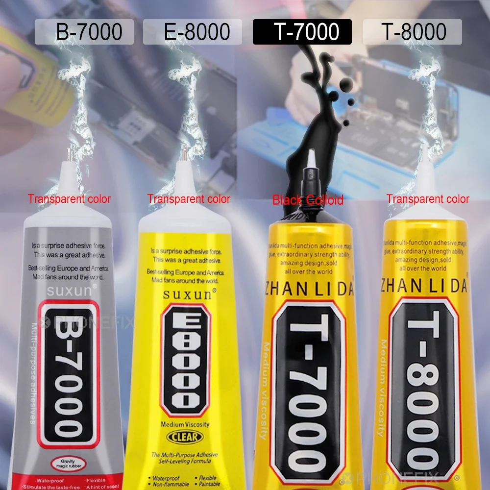 Multi-purpose Industrial Adhesive Glue B7000/E8000/T7000/T8000 Medium Iscosity Transparent / Black Glue Adhesive Phone Repair