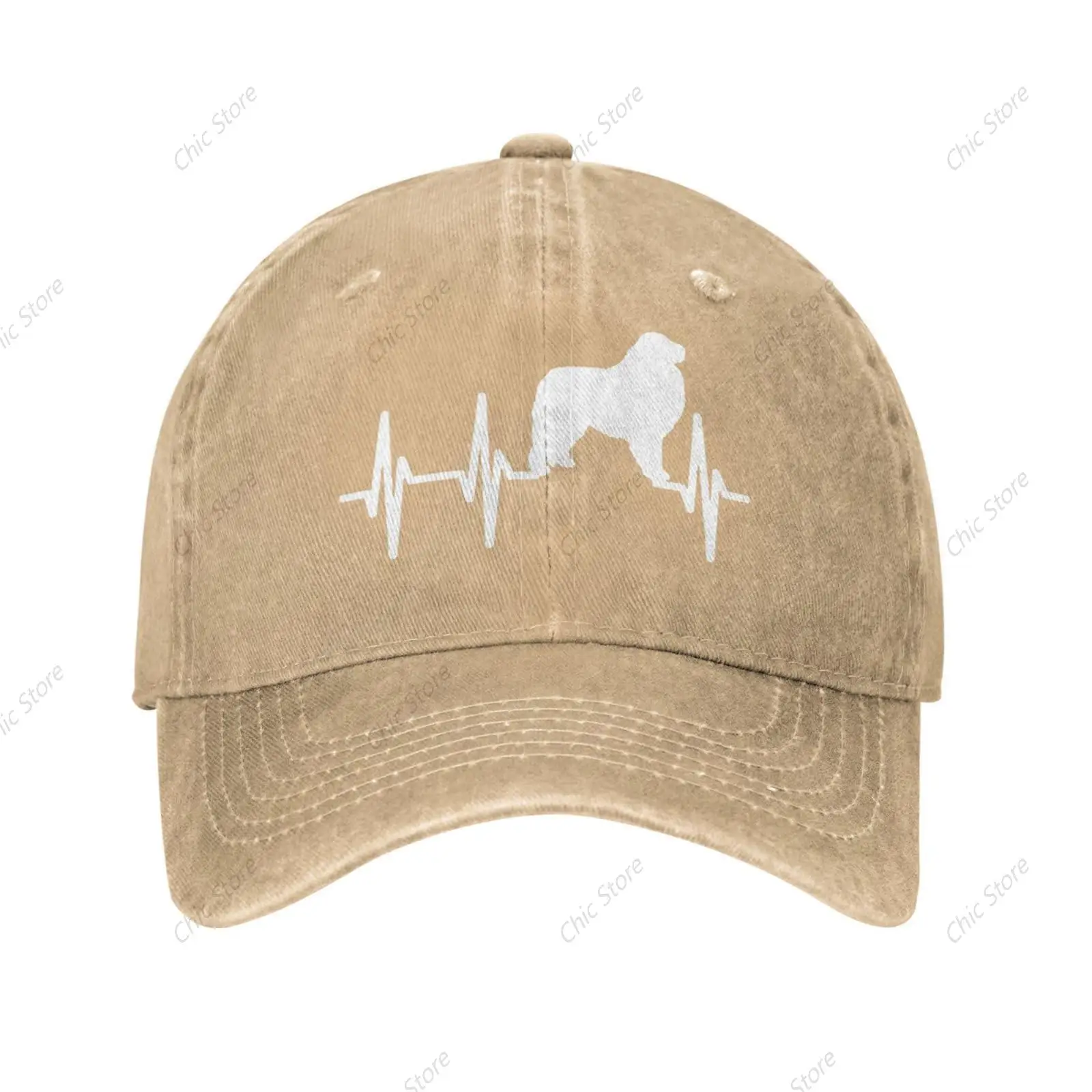 Great Pyrenees Heartbeat Cowboy Cap Adjustable for Men Women Vintage Wash Baseball Cap Unisex Trucker Hat