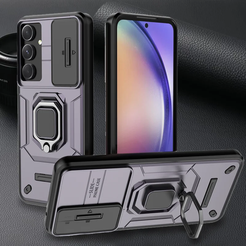 A55 5G Case For Samsung Galaxy A55 Covers Camera Protection Military Shield Ring Armor Cases GalaxyA55 A 55 Phone Bumper Cover