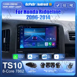 Android 16 Car Radio For Honda Ridgeline 2006-2014 GPS Stereo Carplay Multimedia Player Android Auto Screen 4G Wifi No 2din DVD