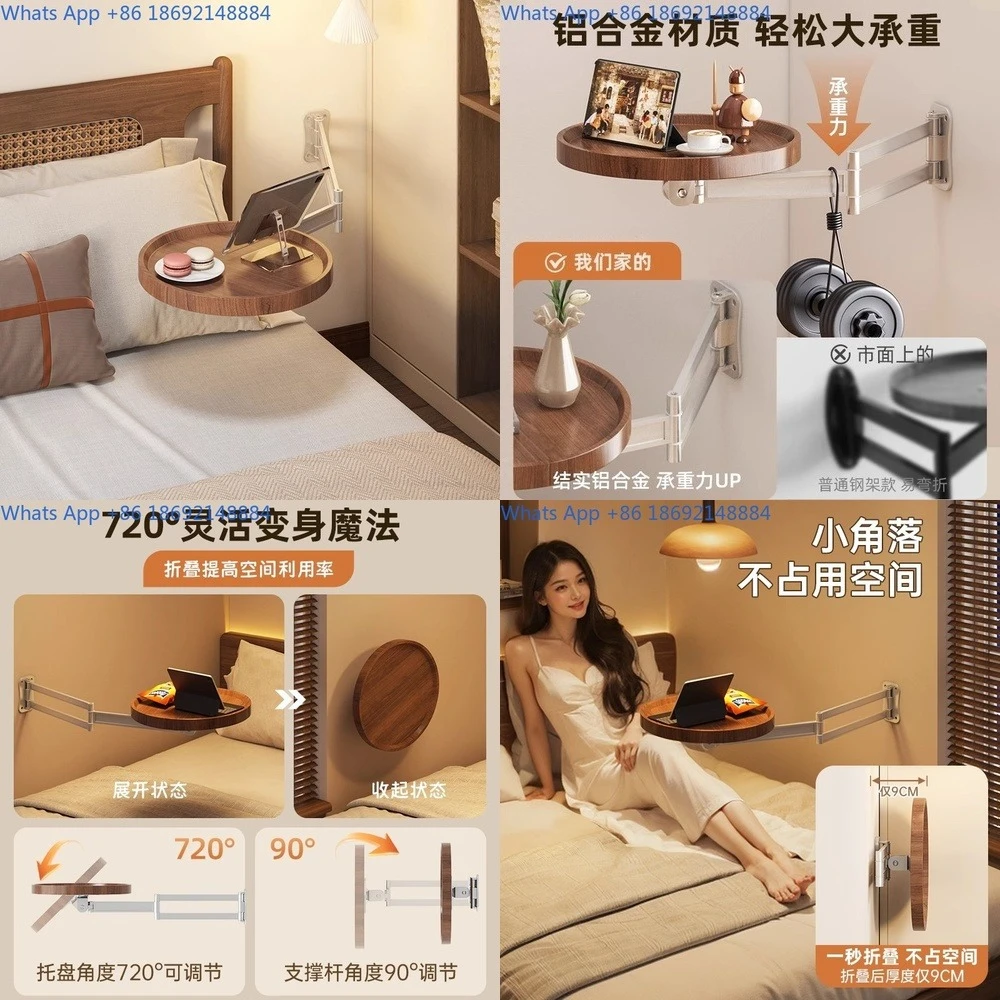 

Foldable Bedside Shelf Wall Mounted Floating Nightstand Multi Functional Storage Rack for Small Bedroom