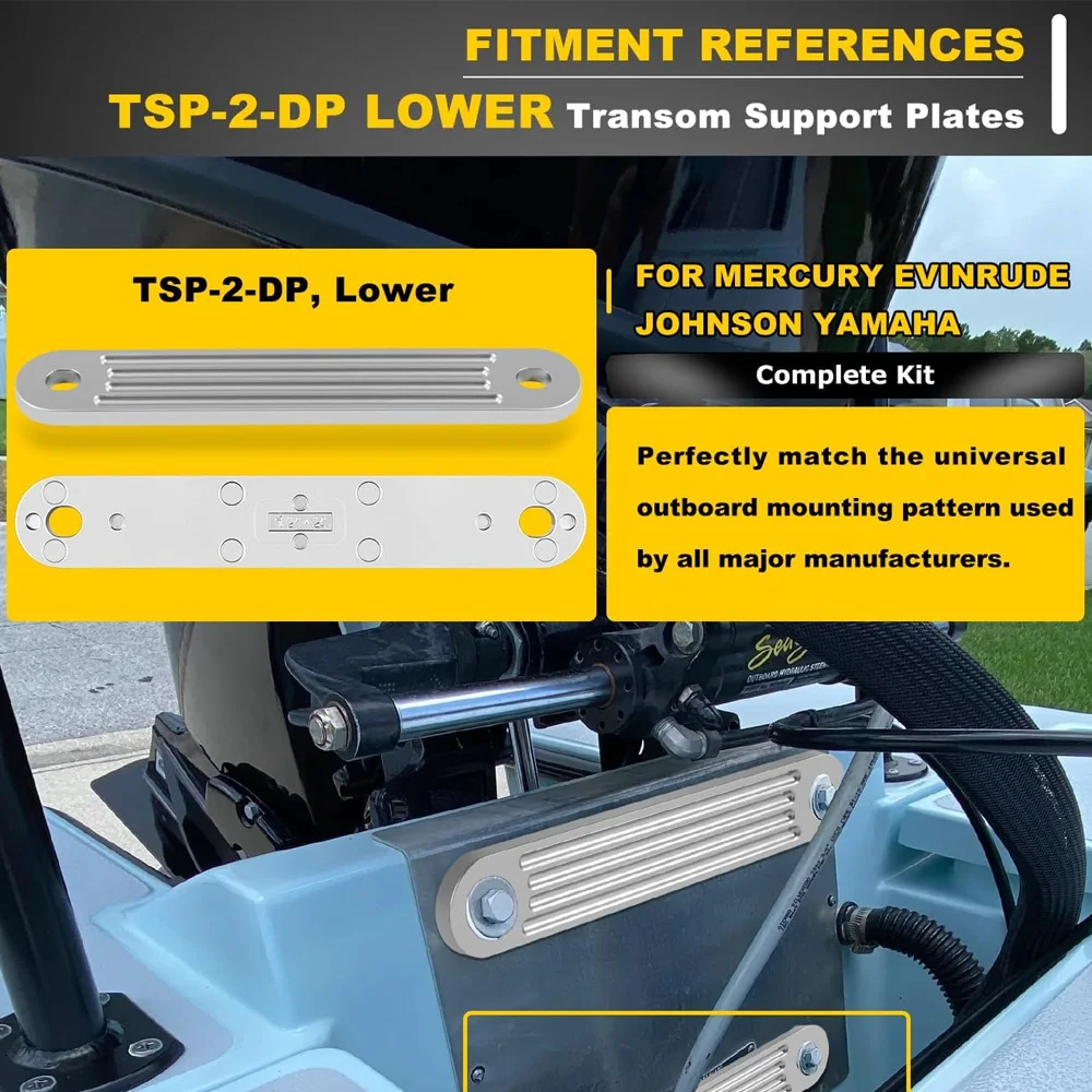 TSP-2DP Marine Transom Support Plate Fits Lower Bolt Holes, 12
