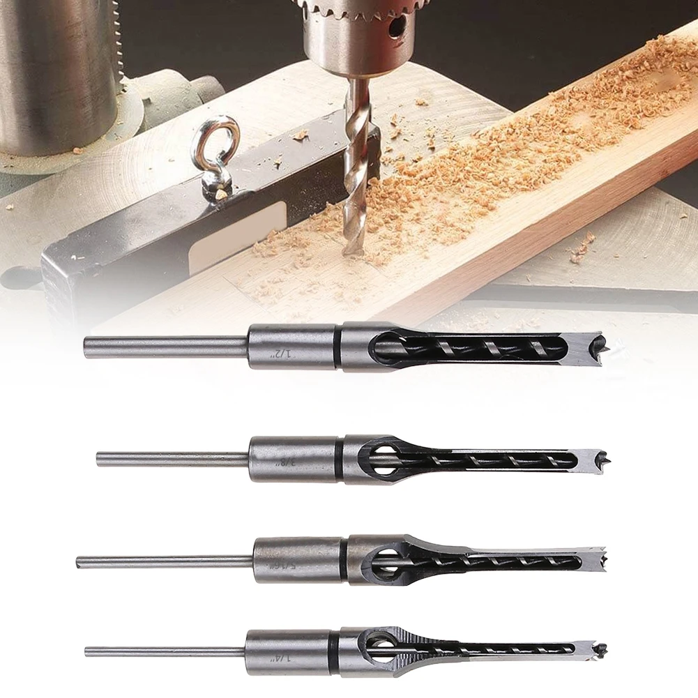 Foret à trous carrés HSS, foret carré pour le travail du bois, foret à mortaise 6.4/8/9.5/12.7 Mm, mèches de ciseau à mortaisage, outils pour le travail du bois 4 pièces