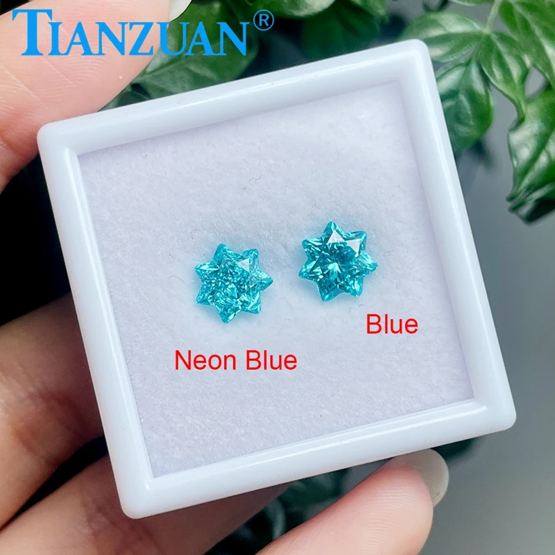 Seven Pointed Star Lab Grown Blue Yttrium Aluminium Garnet Synthetic YAG Loose Blue YAG with AGL certificate