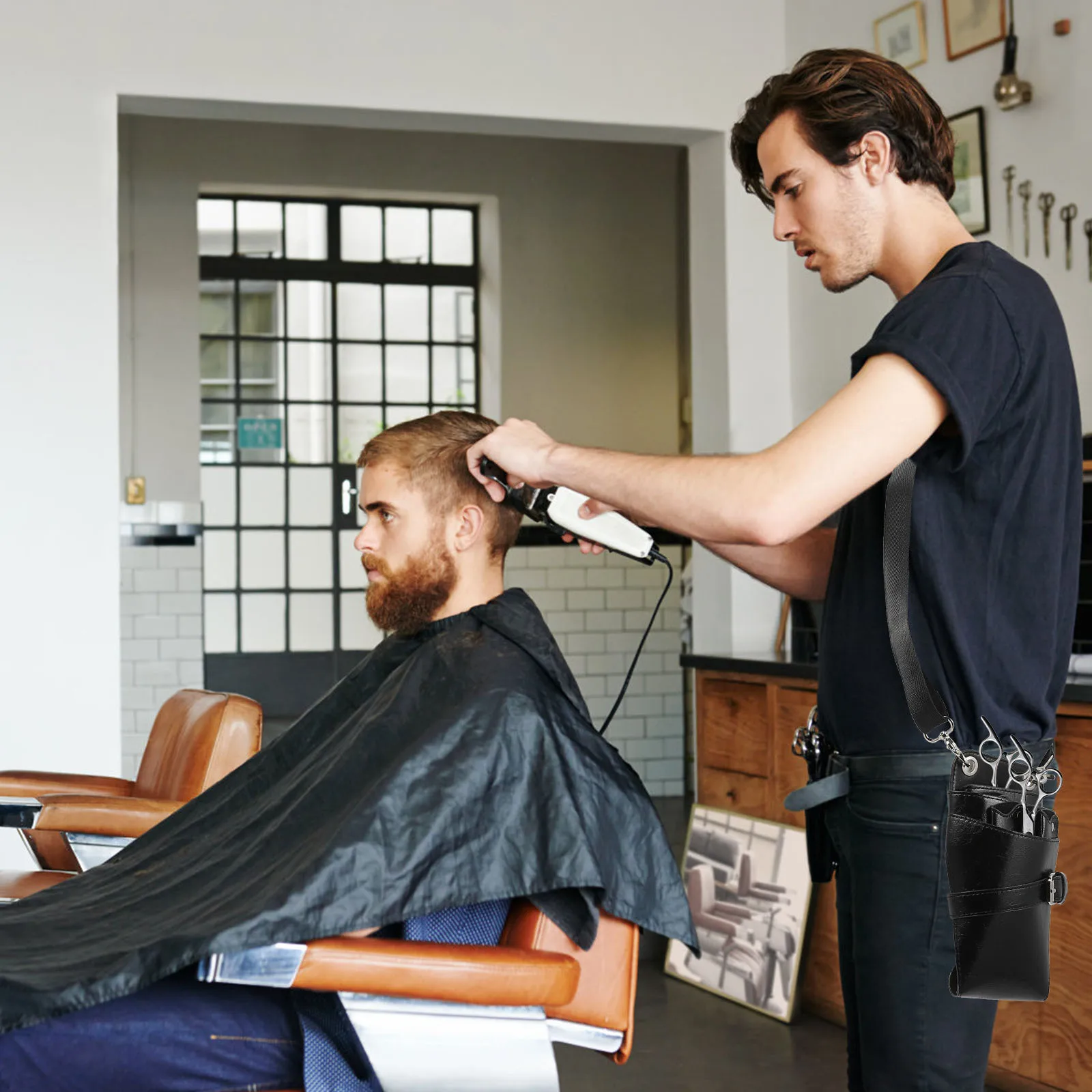 

PU Scissors Waist Bag Multi Pocket Hair Scissor Pouch Holder Lightweight Compact Professional Hairdressing Tool