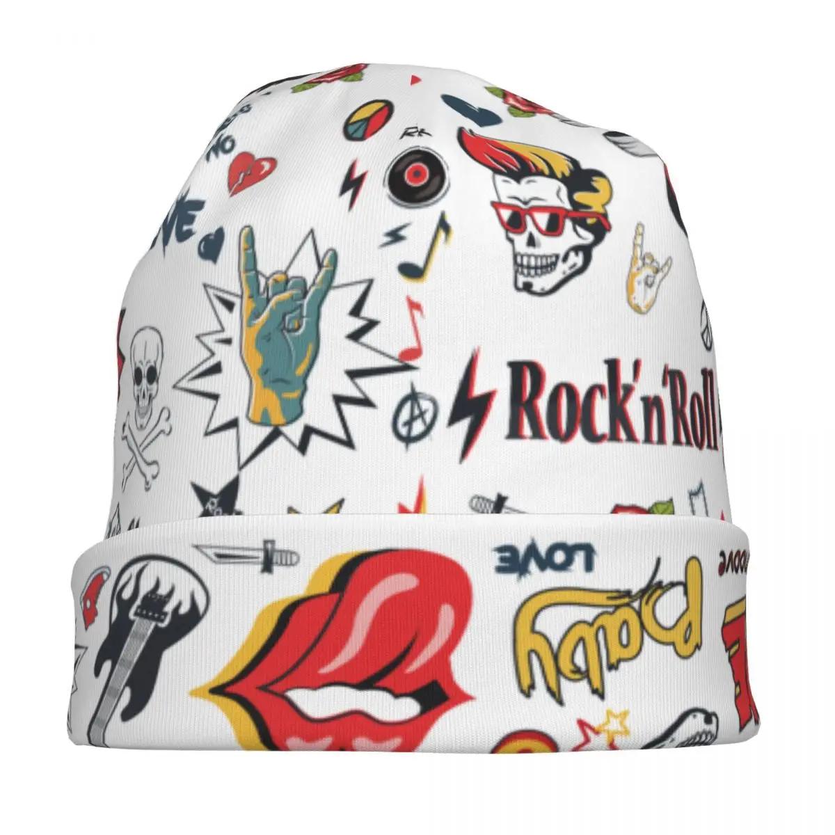 Rock N Roll Skulls Guitar Hippie Signs Caps Hip Hop Autumn Winter Outdoor Skullies Beanies Hats Summer Warm Head Wrap Bonnet