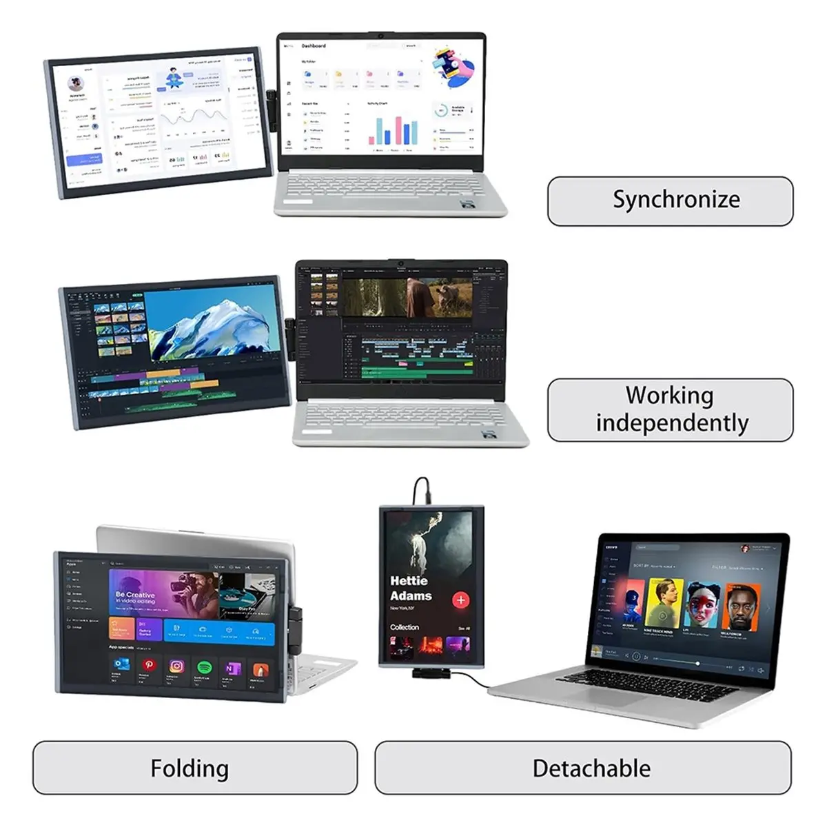Punctual- 14.1 Inch EM1412 Laptops Screen Extender Portable Monitors for Conference Office Laptop Gaming